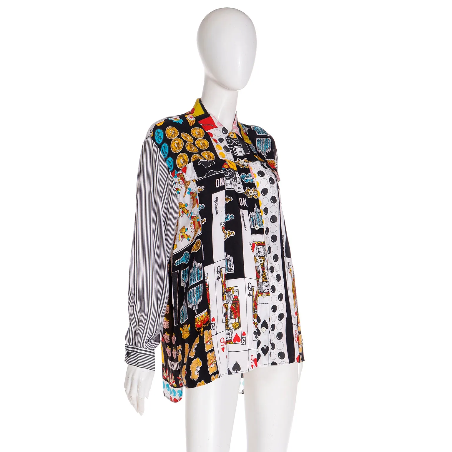 1980s Franco Moschino Vintage Games & Iconography Novelty Print Shirt