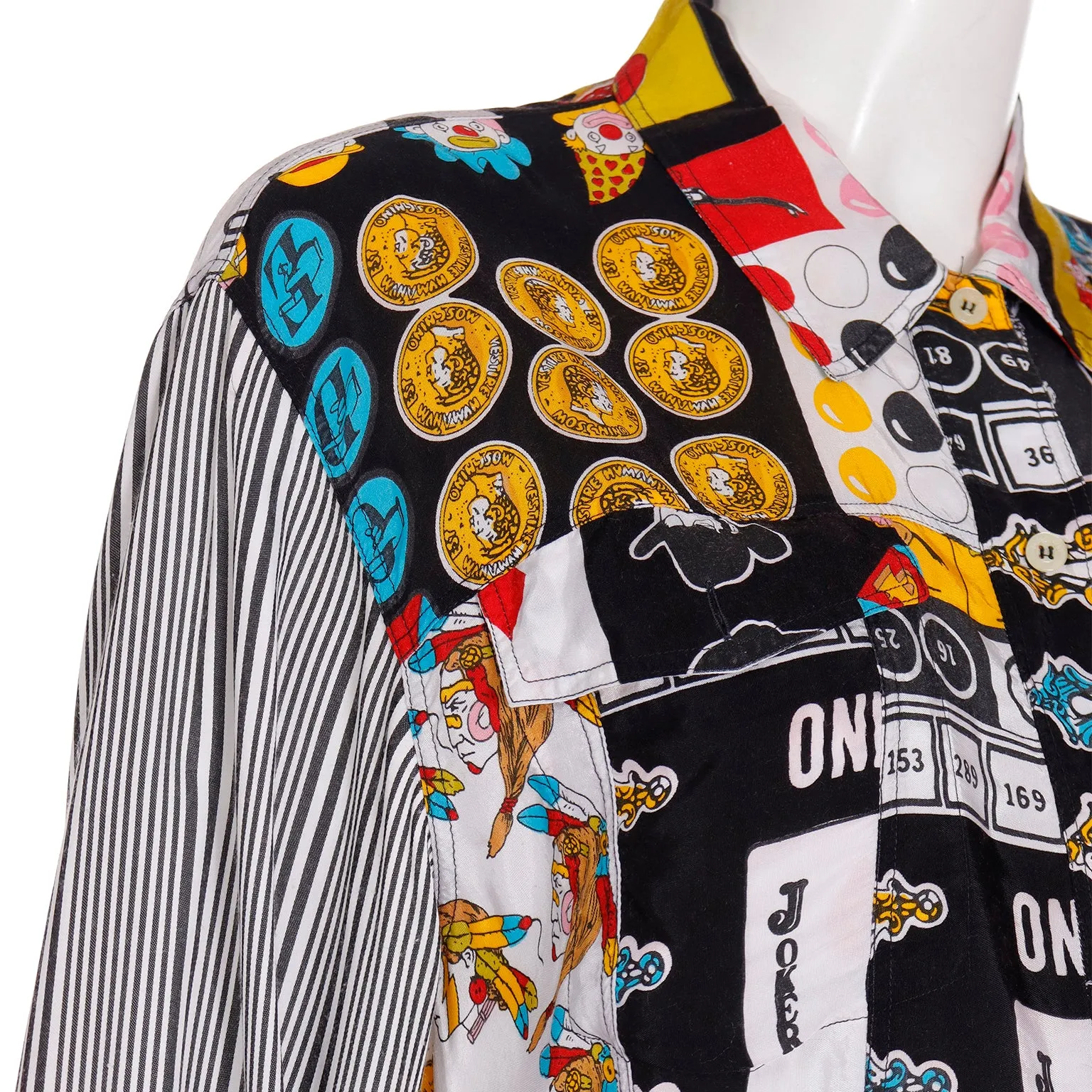 1980s Franco Moschino Vintage Games & Iconography Novelty Print Shirt