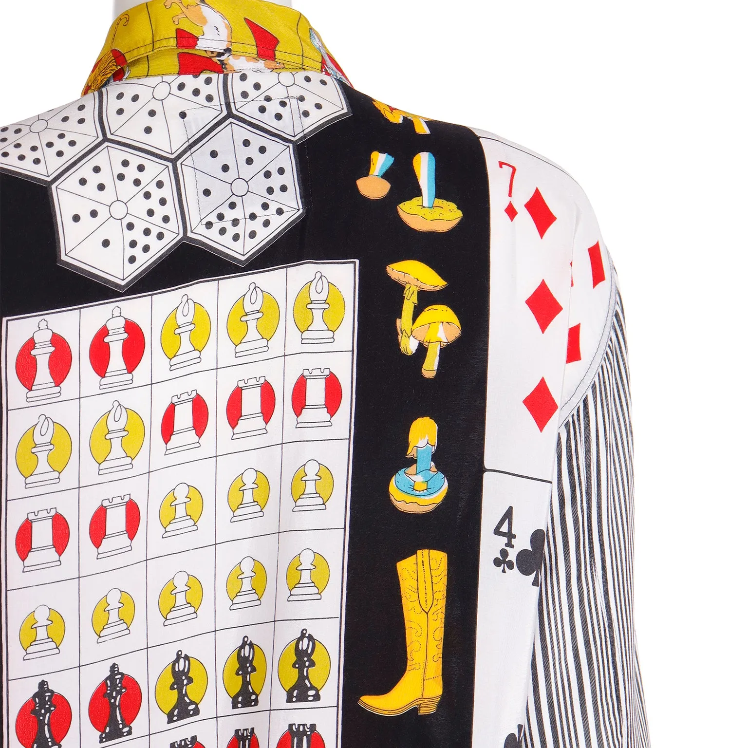 1980s Franco Moschino Vintage Games & Iconography Novelty Print Shirt