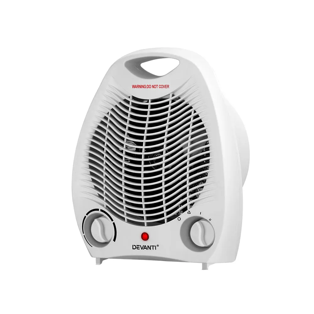 2000W Rapid Electric Fan Heater, Portable, Safety Cut-Off - Devanti