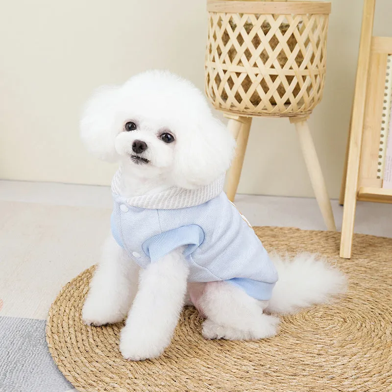 AiroPaws™ 2-Piece Autumn & Winter Thick Warm Dog Cotton Coat | Color-Woven Striped Mushroom Sweater for Bichon, Poodle, Pomeranian, Teddy