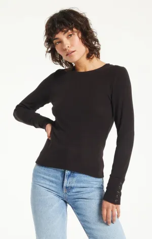 Alex Brushed Rib Top | Black, Deep Plum, and Light Oatmeal