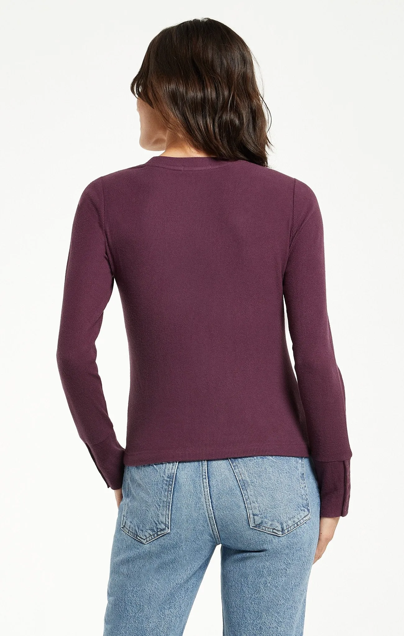 Alex Brushed Rib Top | Black, Deep Plum, and Light Oatmeal