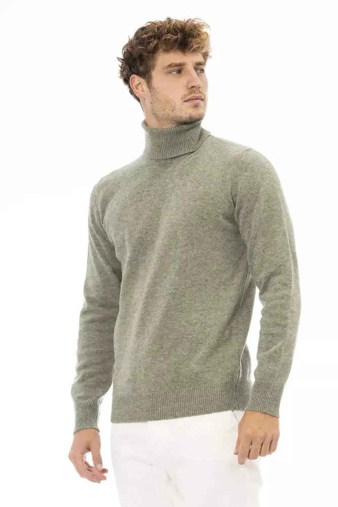 Alpha Studio Chic Turtleneck Woolen Sweater in Lush Green