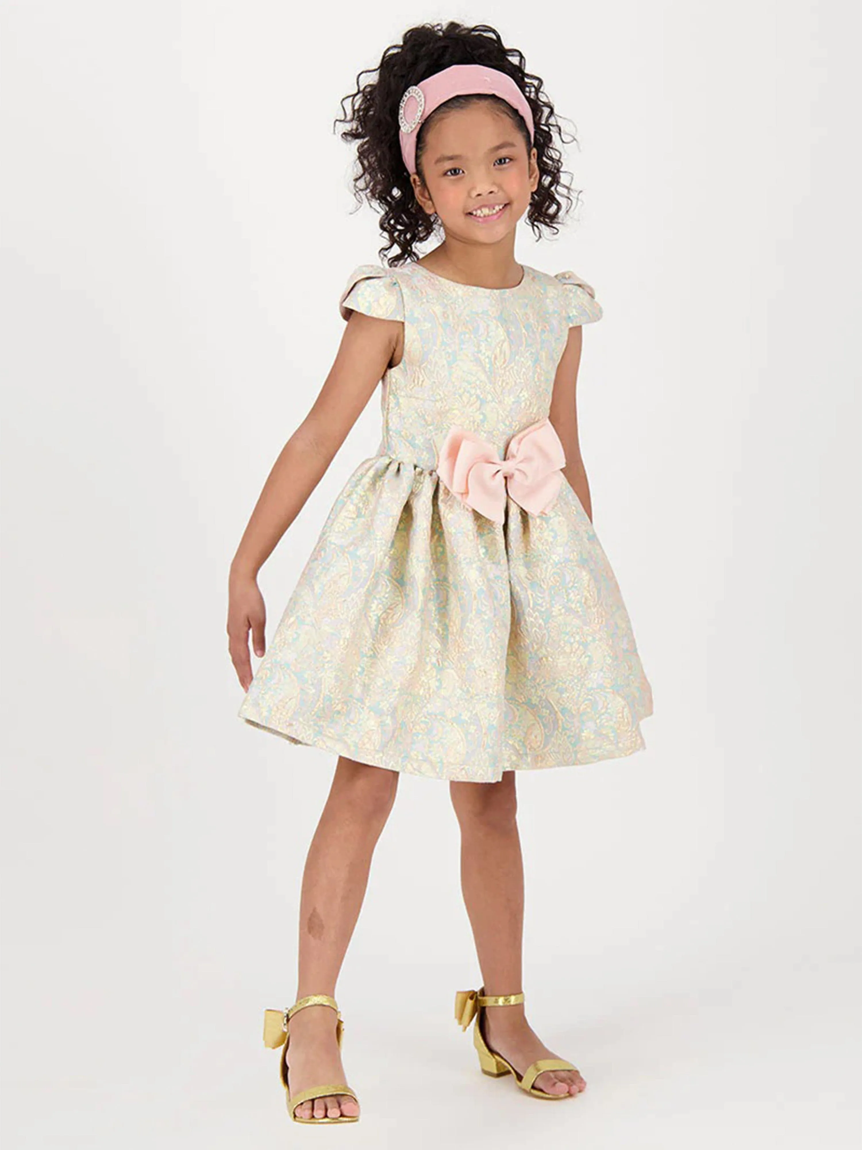 Angels Face Girls Madison Metallic Paisley Dress in Pink