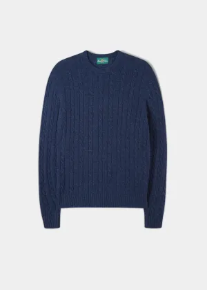 Ashkirk Supersoft Shetland Cable Indigo Jumper - Regular Fit