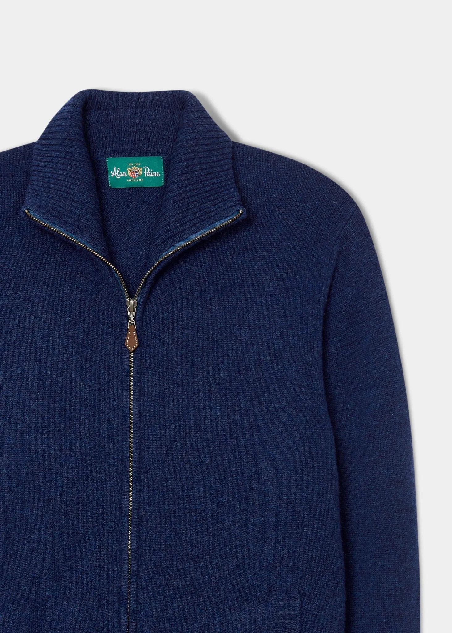 Ballater Lambswool Zipped Jumper In Indigo - Regular Fit