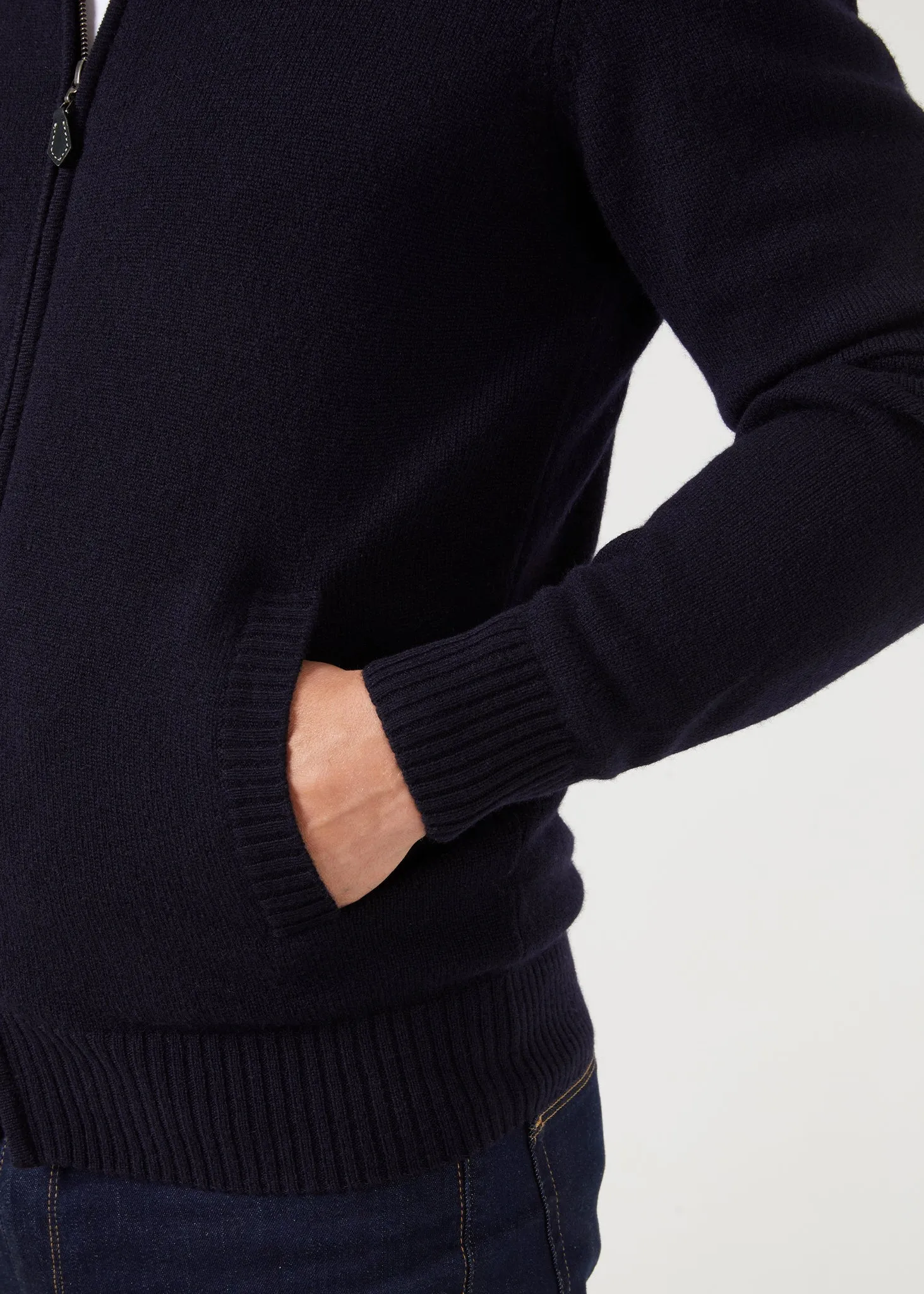 Ballater Lambswool Zipped Jumper in Navy - Regular Fit