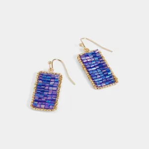 Beaded Banner Dangle Earrings - Cobalt