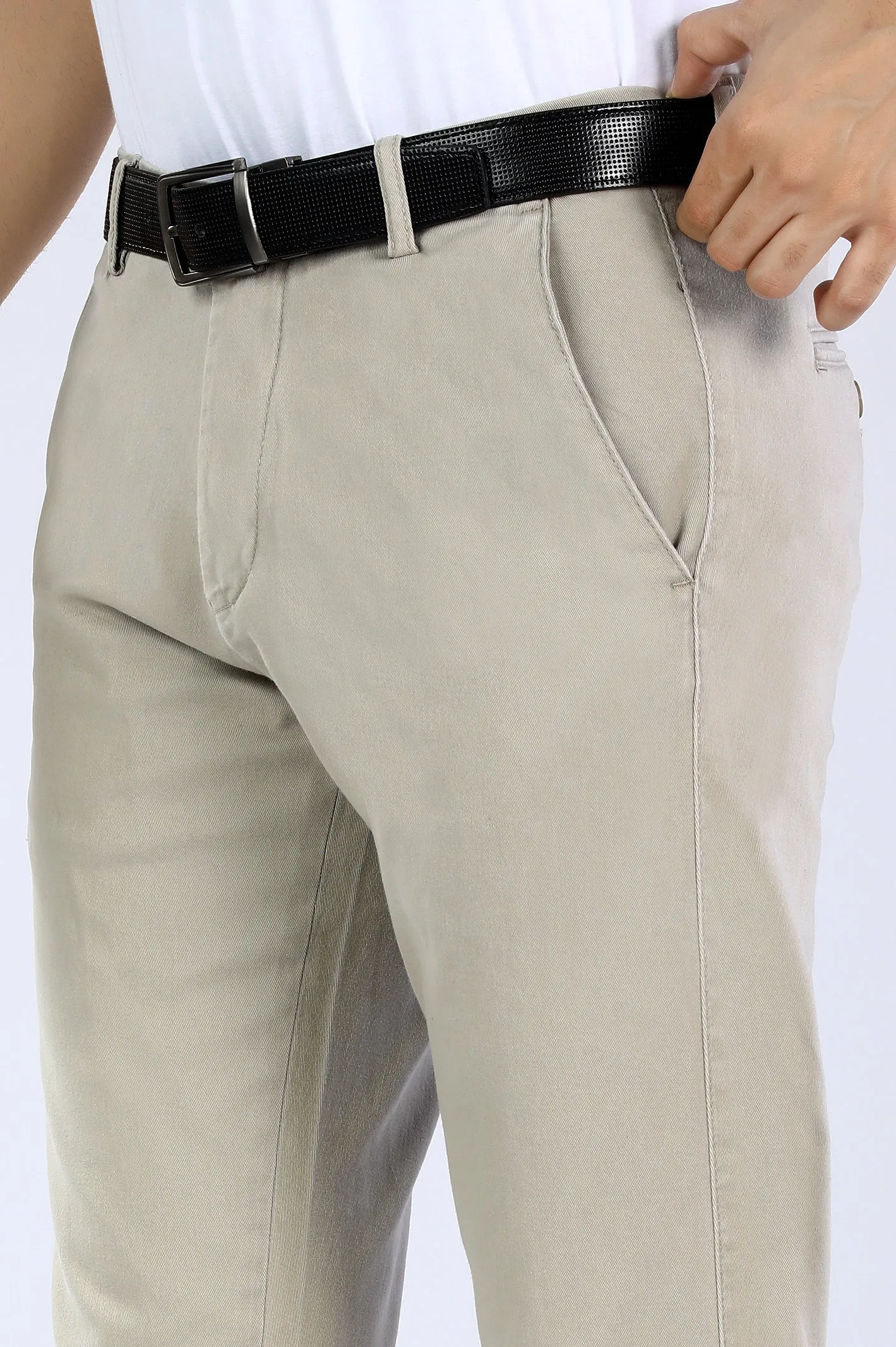 Beige Smart Fit Cotton Chino