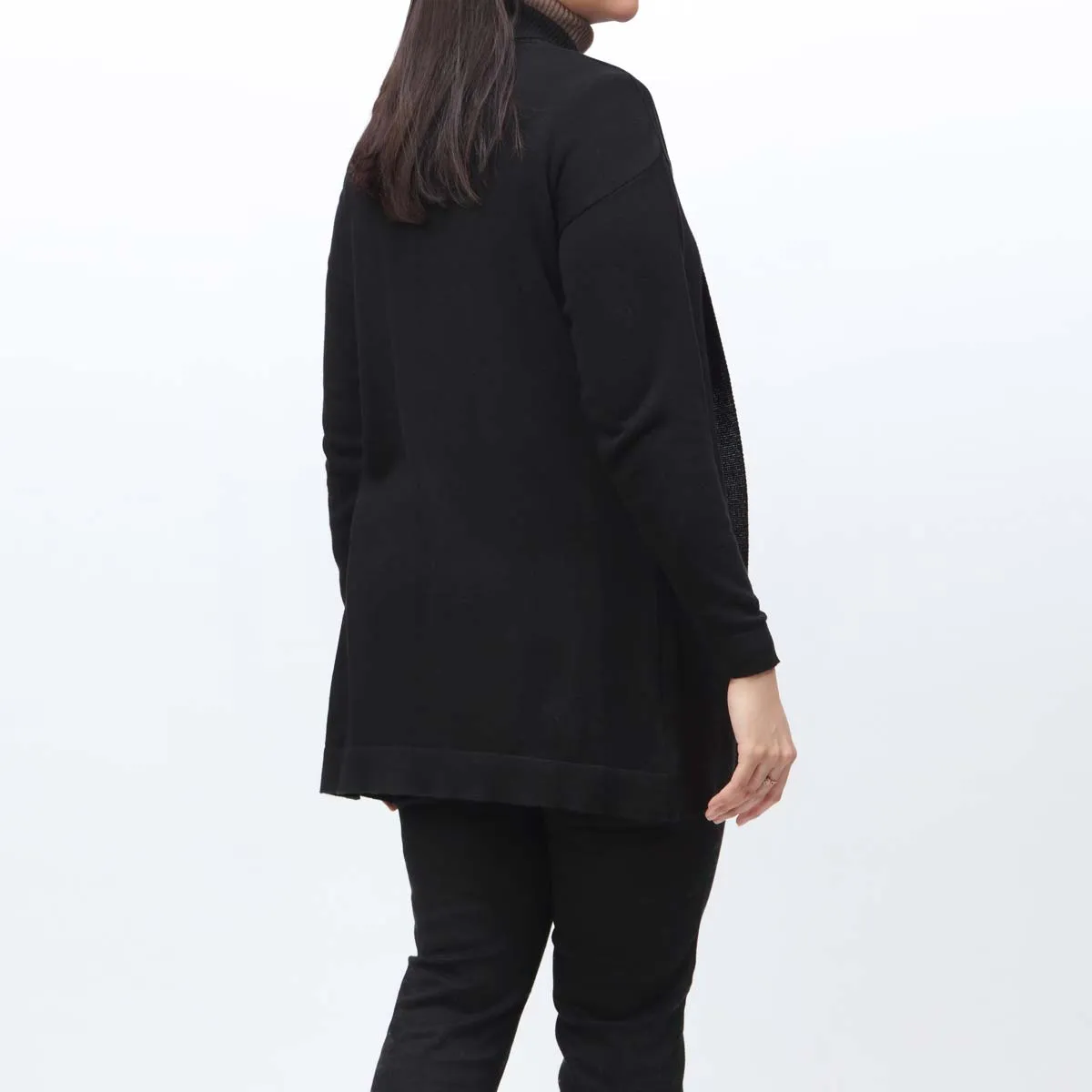 Black Long Length Cardigan PW3907