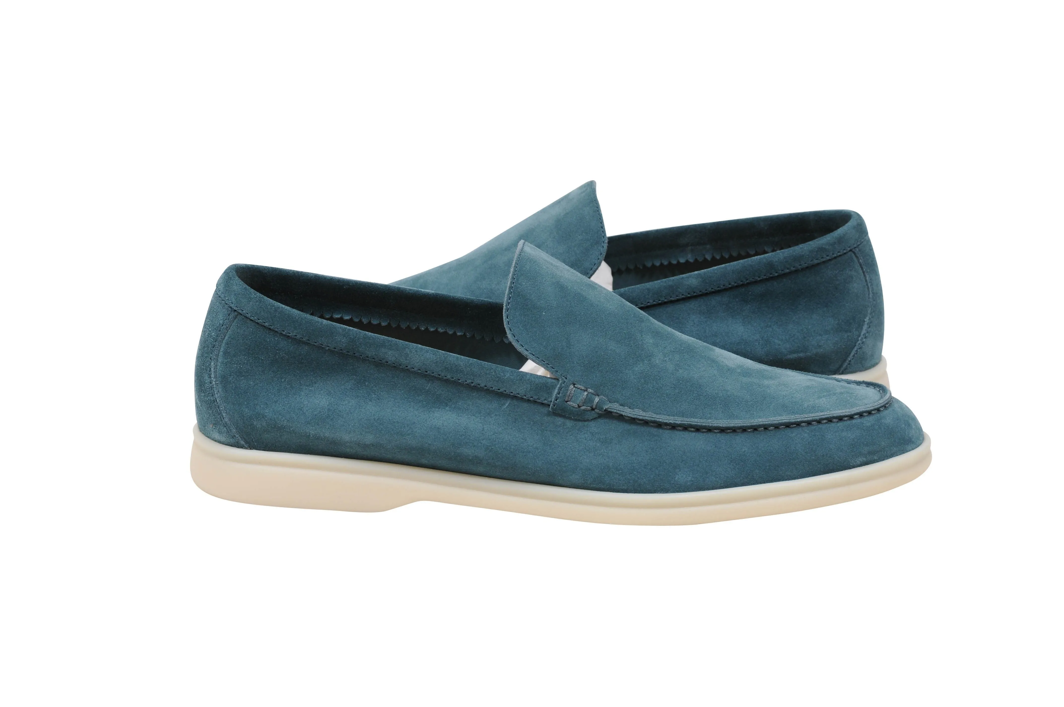 Blue Eucalyptus Suede Summer Walk Moccasin Slip On