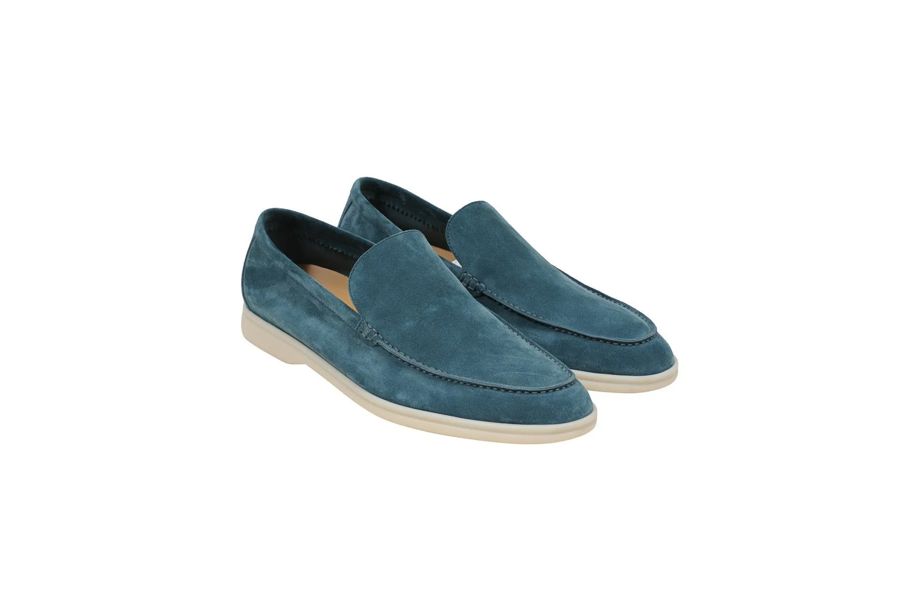 Blue Eucalyptus Suede Summer Walk Moccasin Slip On