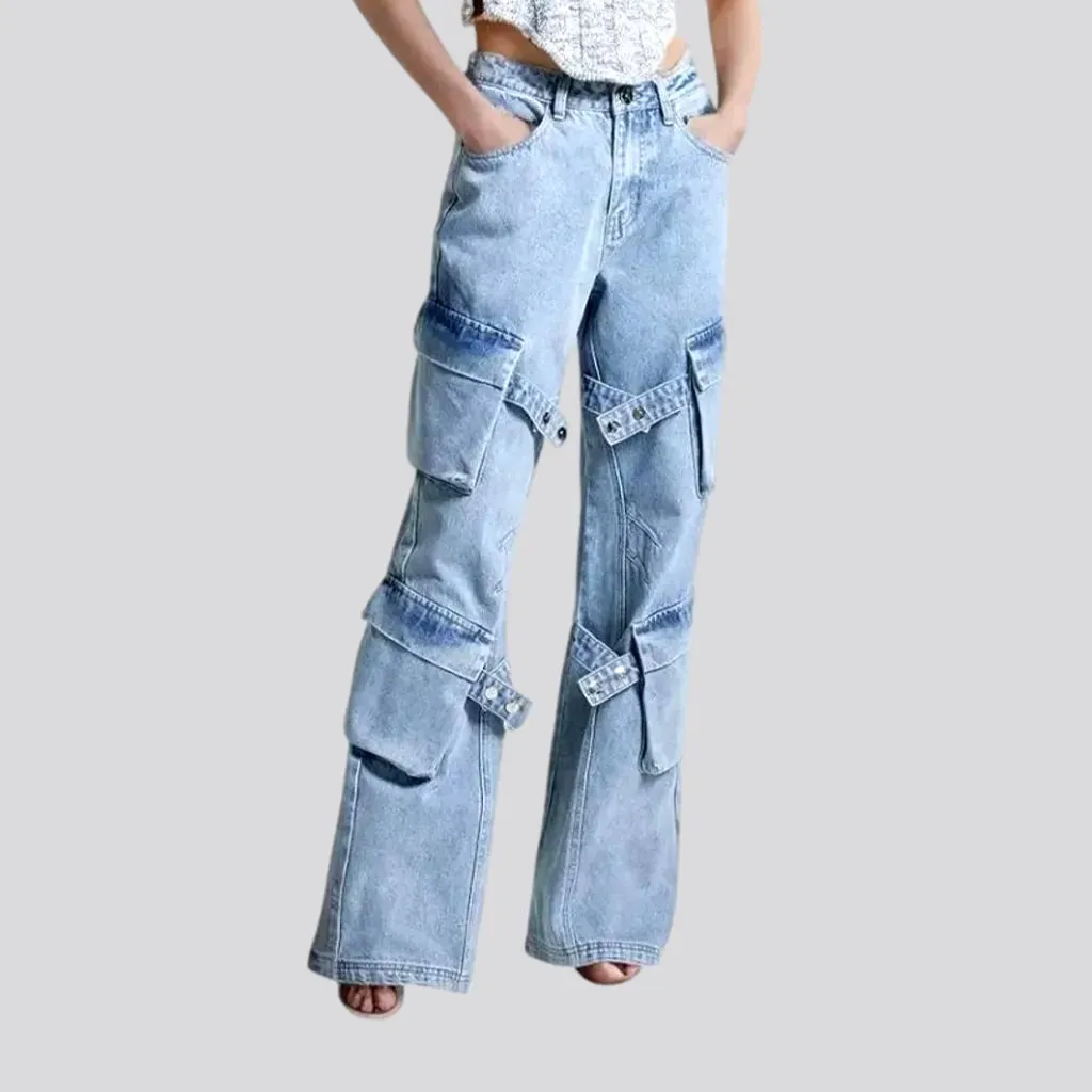 Boho flare leg baggy women's jeans