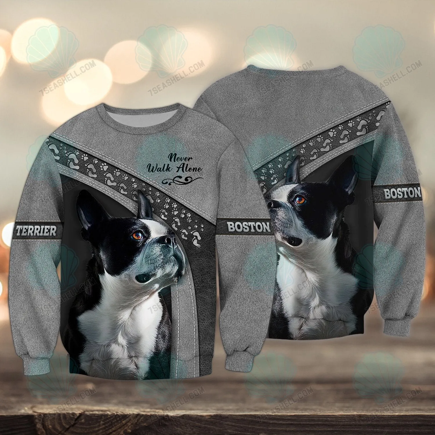 Boston Terrier Lover Multicolor Option Never Walk Alone 3D Full Print Sweatshirt Christmas Gift Shirts