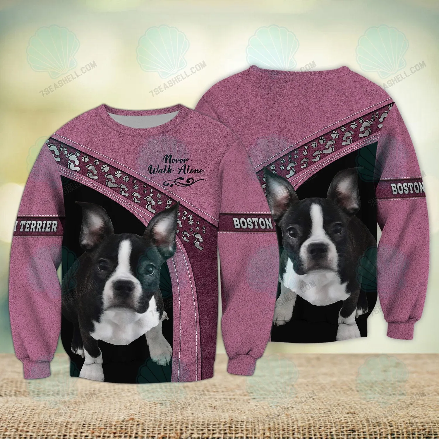 Boston Terrier Lover Multicolor Option Never Walk Alone 3D Full Print Sweatshirt Christmas Gift Shirts