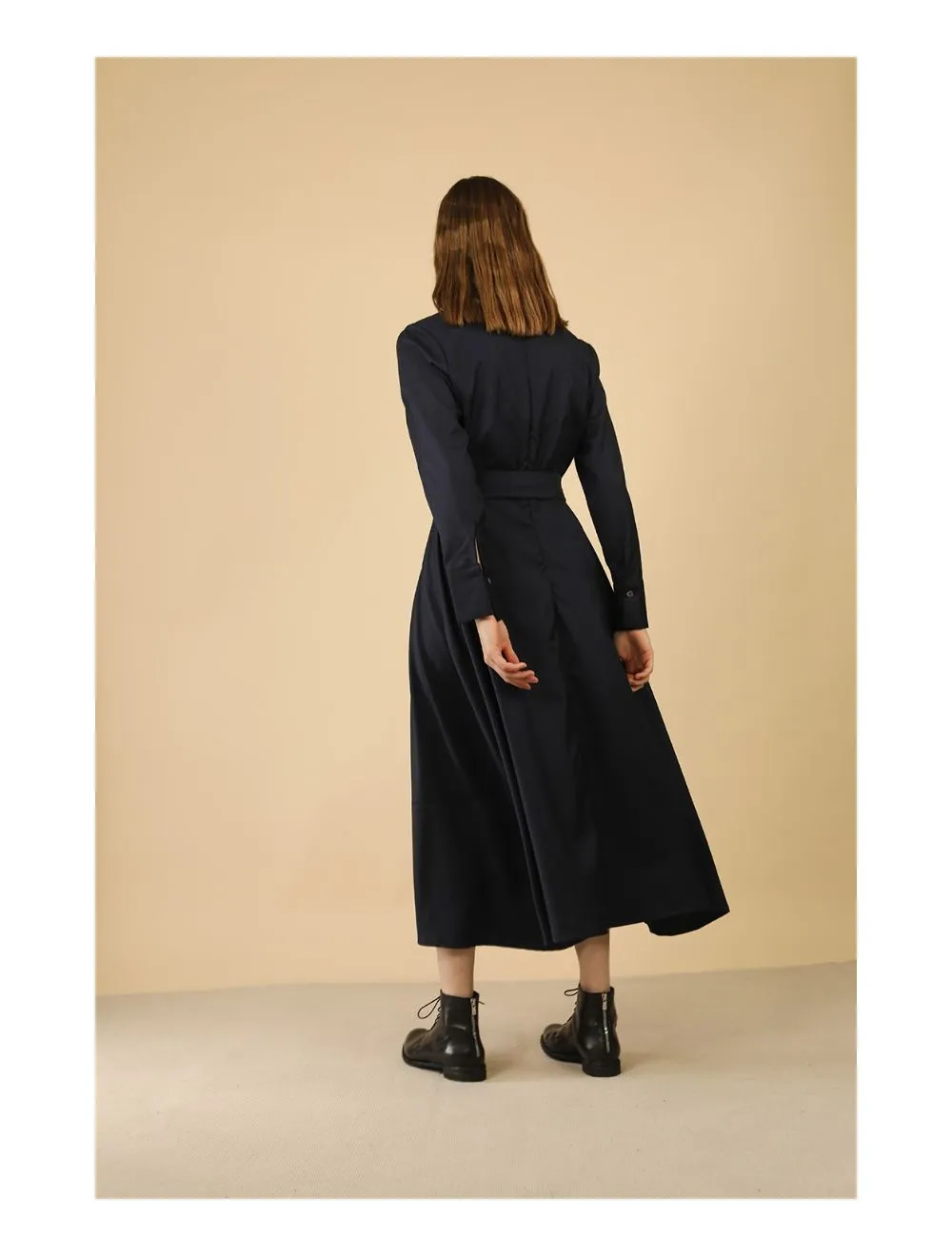 Brooklyn Dress in Navy New Wool By Lora Gene