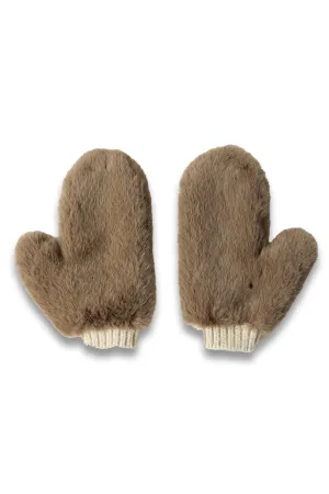 Brown Faux Fur Mittens