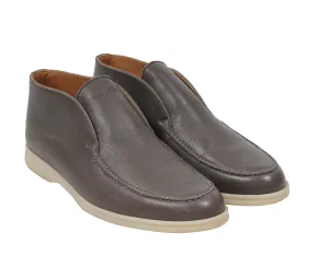 Brown Leather Uomo Open Walk Mid Ankle Slip On's