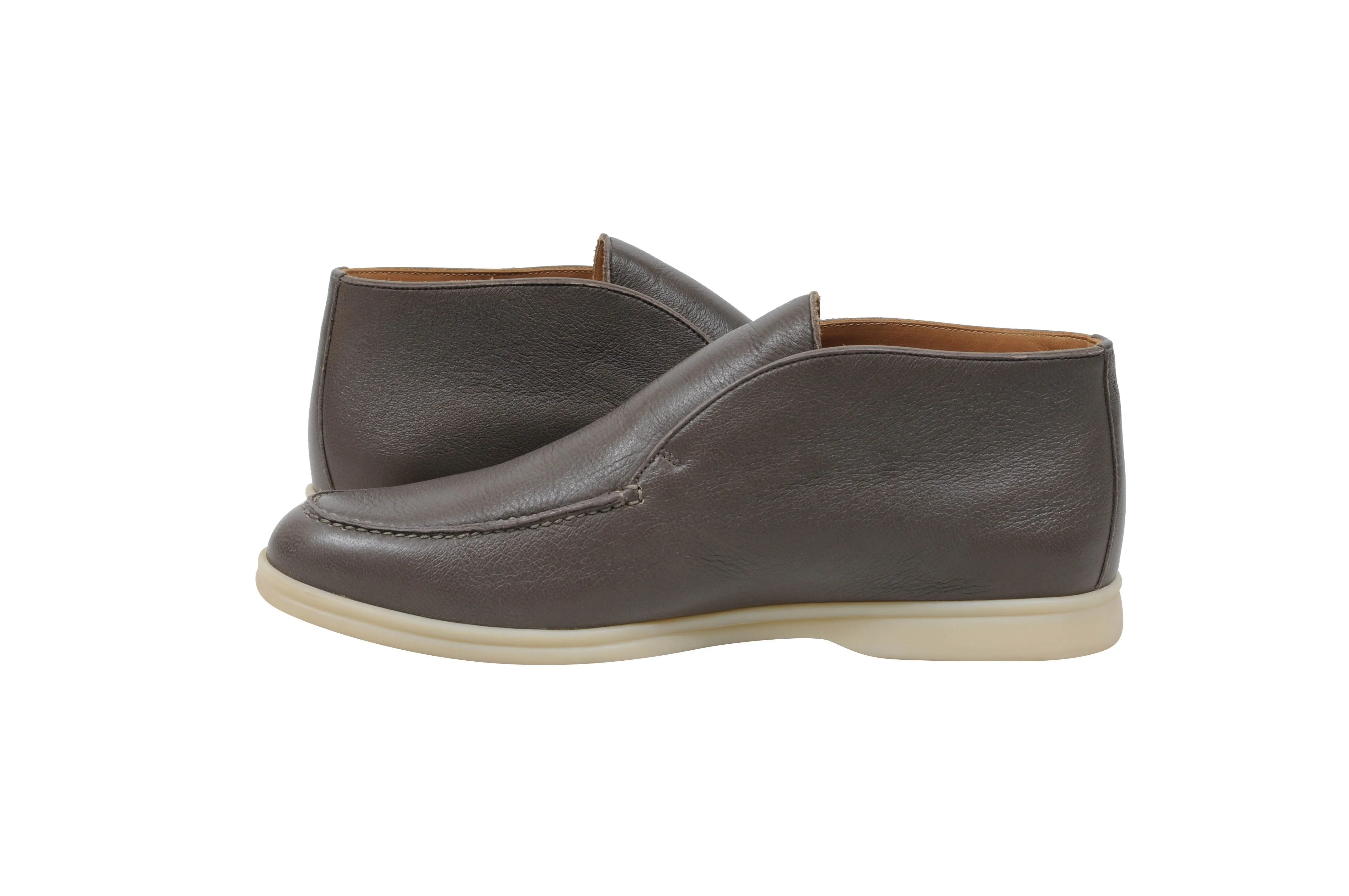 Brown Leather Uomo Open Walk Mid Ankle Slip On's