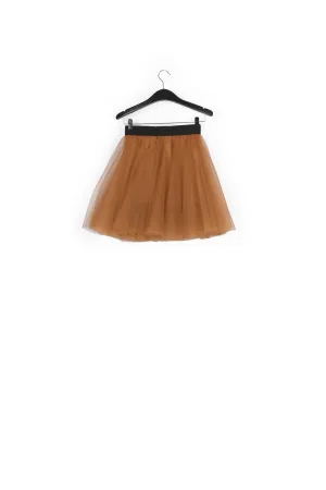 Camel tulle mini skirt