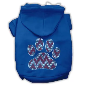 Candy Cane Chevron Paw Rhinestone Dog Hoodie Blue S (10)