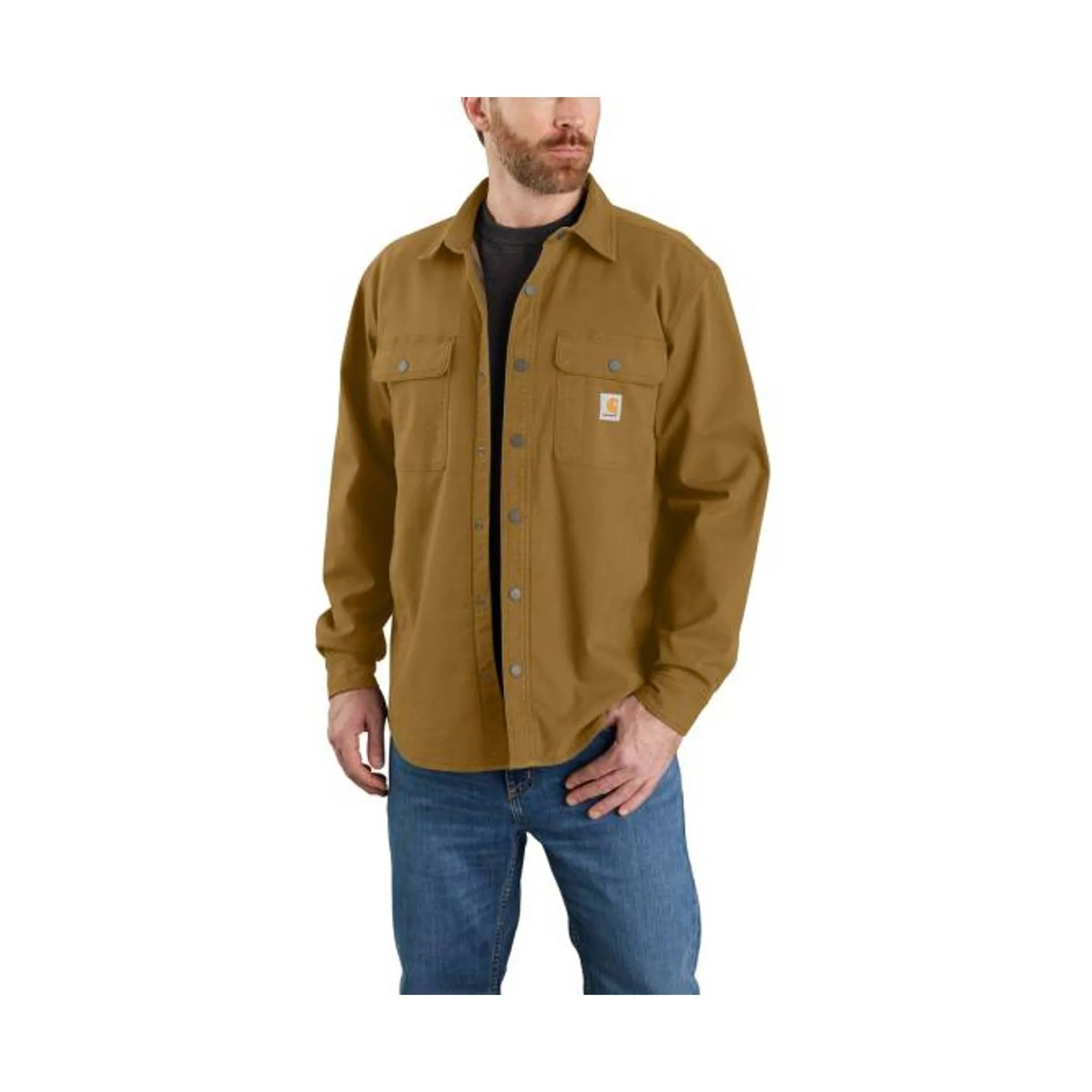 Carhartt Men's Relaxed Fit Canvas Fleece Jacket - Oak Brown