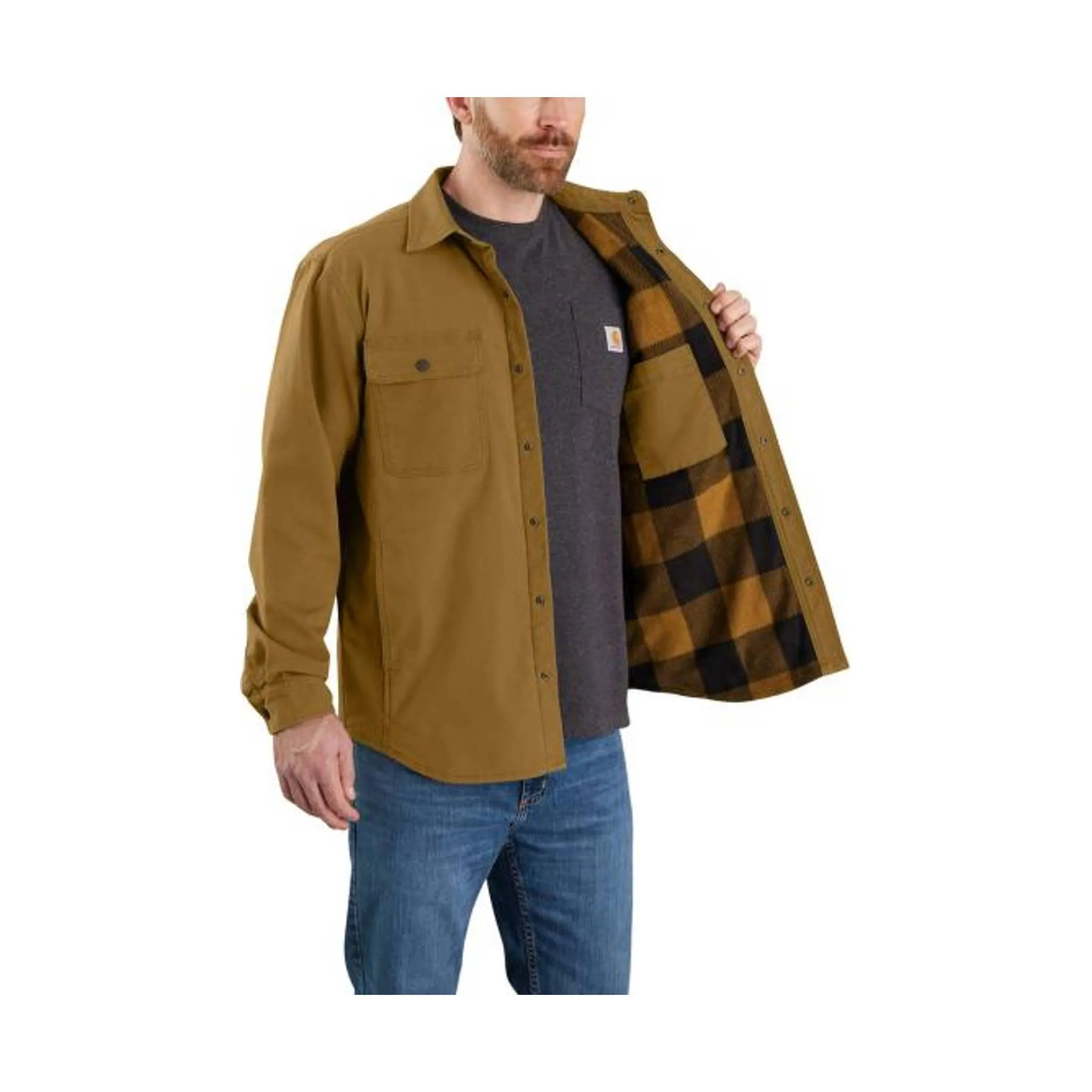 Carhartt Men's Relaxed Fit Canvas Fleece Jacket - Oak Brown