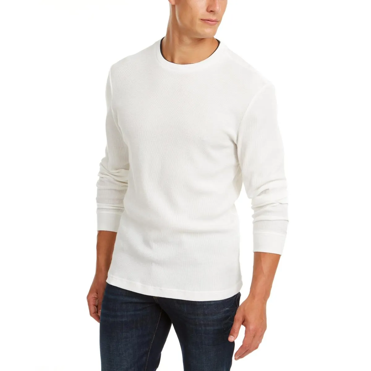 Club Room Mens Crewneck Waffle Knit Thermal Shirt