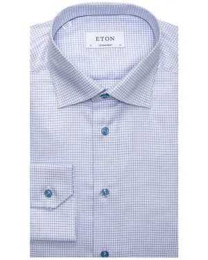 Dark and Sky Blue Micro Check Dress Shirt