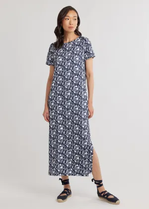 Devon Maxi Dress in Luxe Stretch (Midnight Floral)