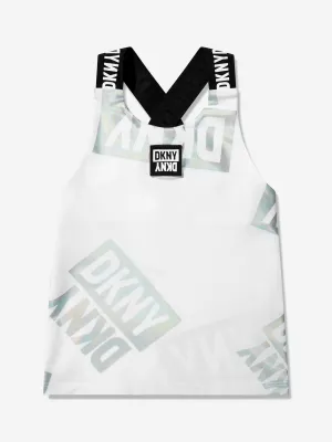 DKNY Girls Elasticated Strap Tank Top in White