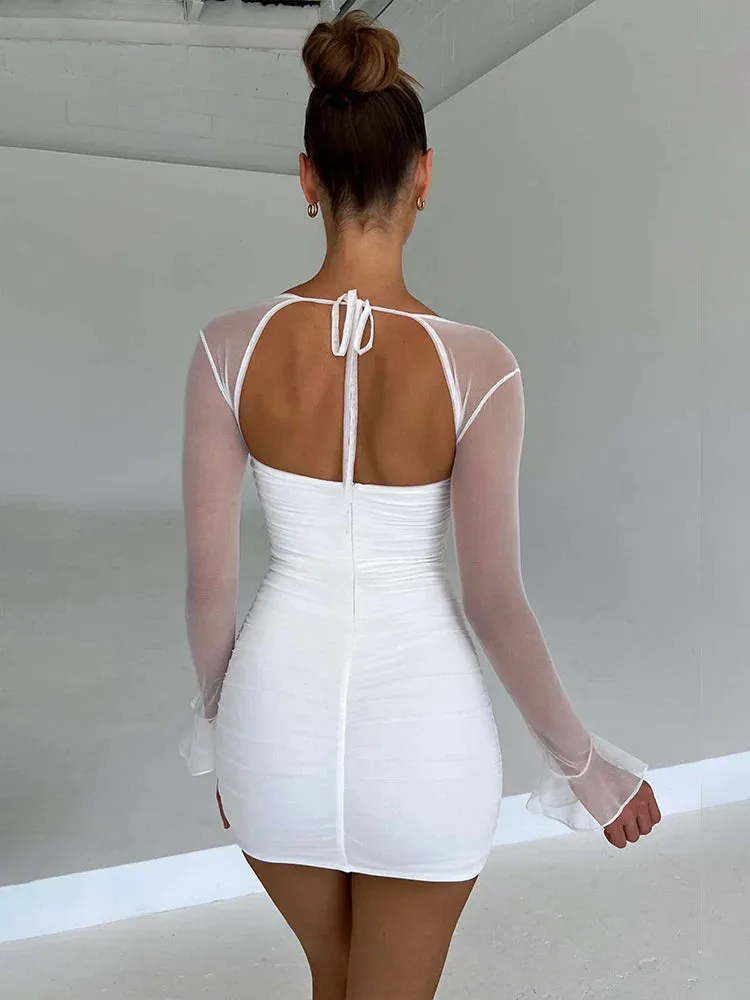 Elegant Wrap A-line Lace Strapless Summer Backless Nightclub Sexy Party Mini Dress