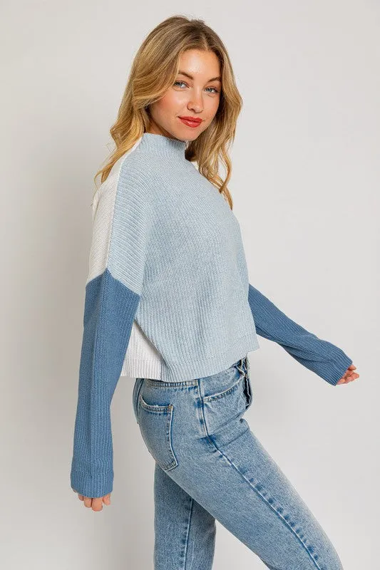 Evermore Color Block Sweater // Blush or Blue