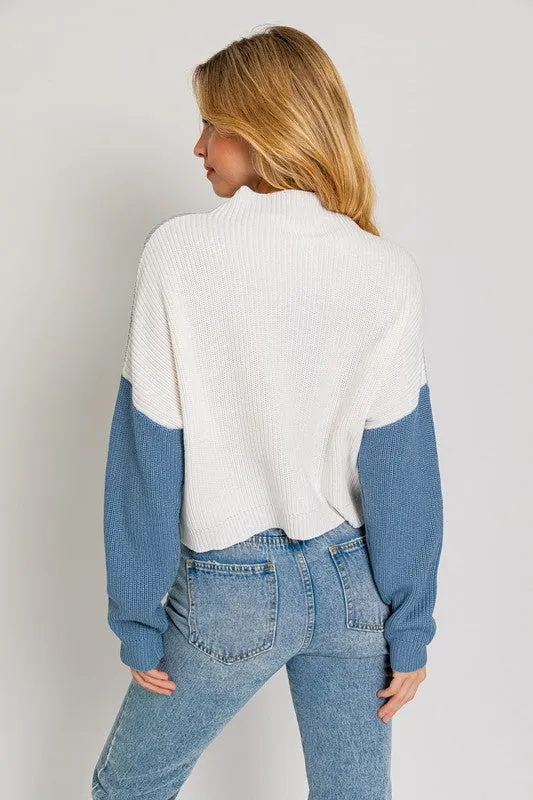 Evermore Color Block Sweater // Blush or Blue