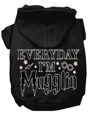 Everyday I'm Mugglin Screen Print Dog Hoodie Black M