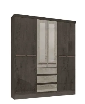 Exotic Designs 6 Door Wardrobe - Coffee