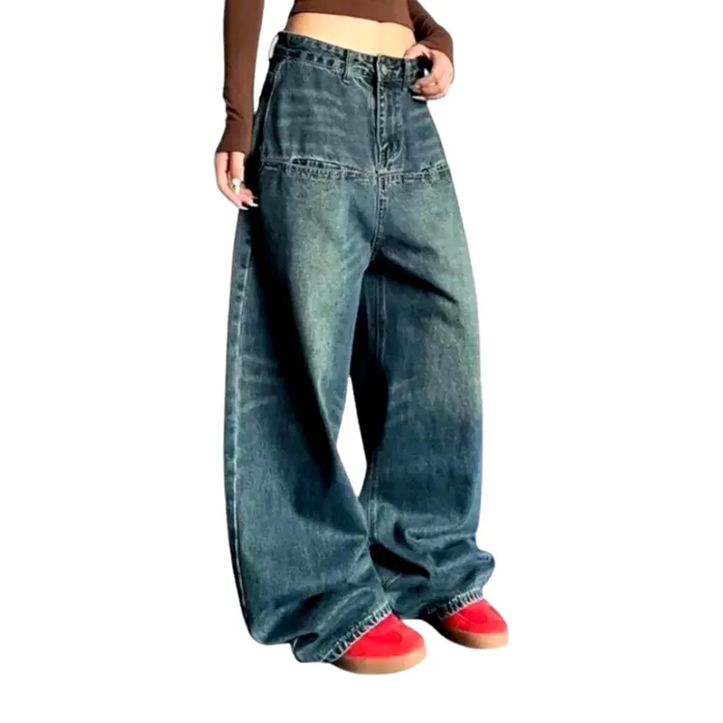 Faded blue retro baggy women's jeans