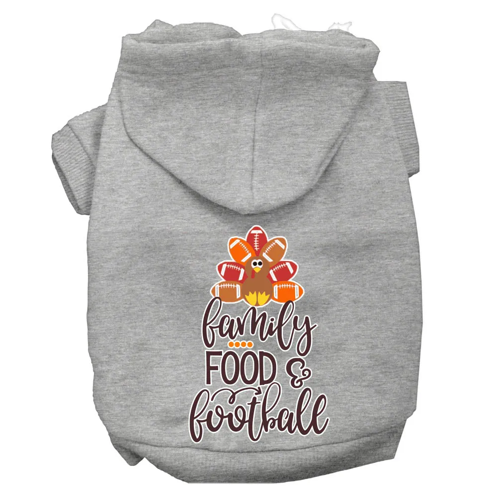 Family, Food, And Football Screen Print Dog Hoodie Grey Xxl