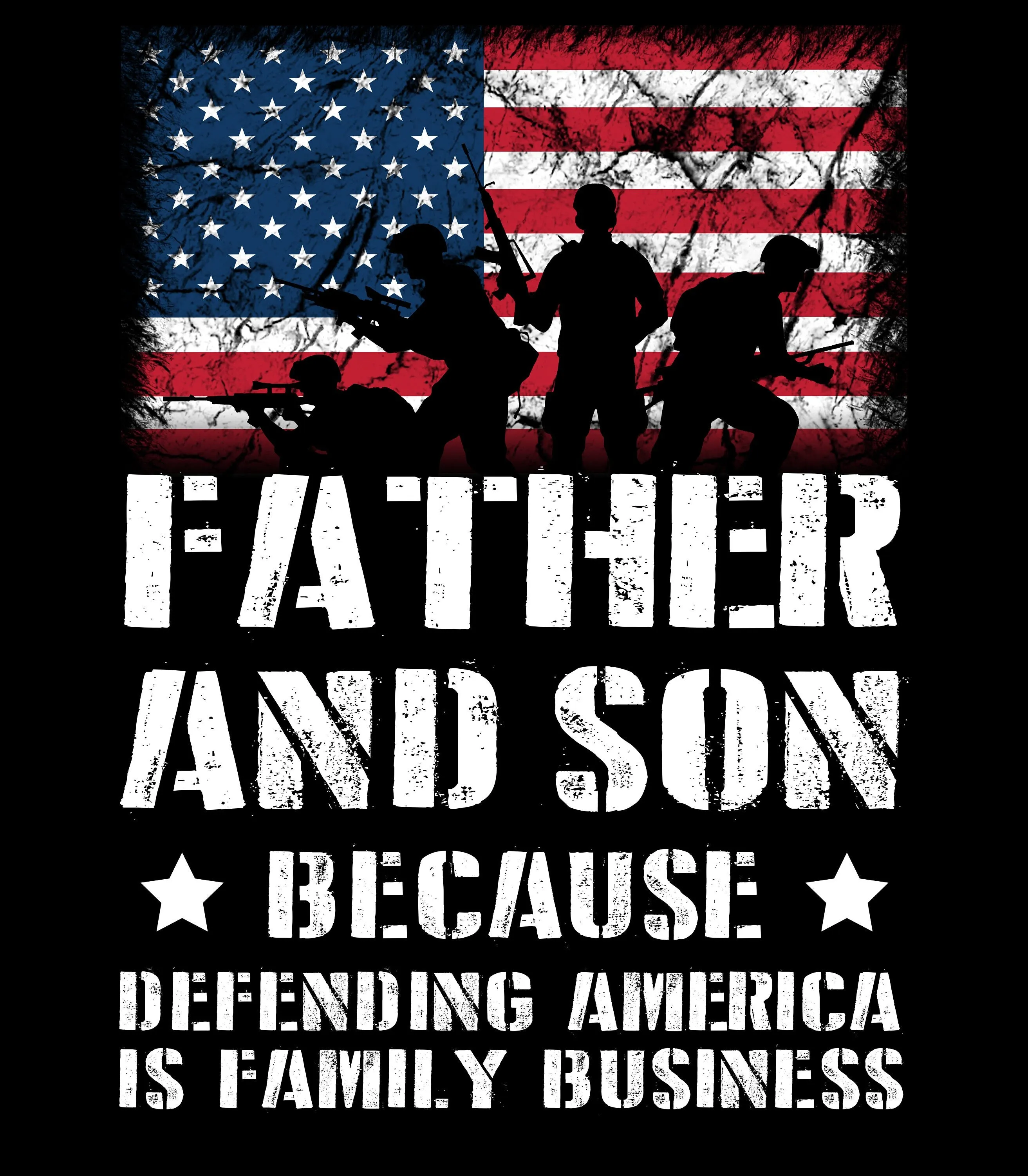 Father and Son Because Defending America is Family Business | Patriotic Veterans Day Hoodie | American Flag Hoodie | Unisex Hoodie