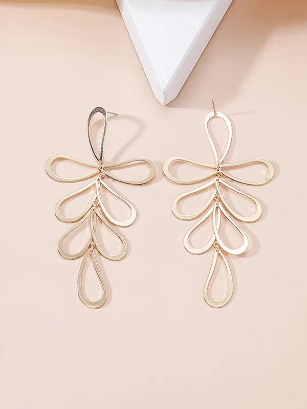 Flower Shape Hollow Tasseled Ear-Ring