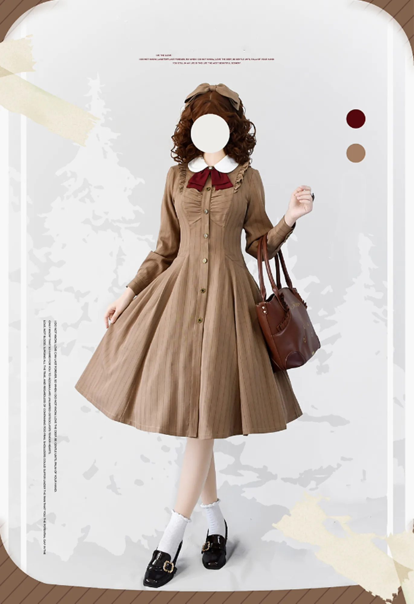 Forest Wardrobe~Winter Lolita Classic Front Open Stripe OP