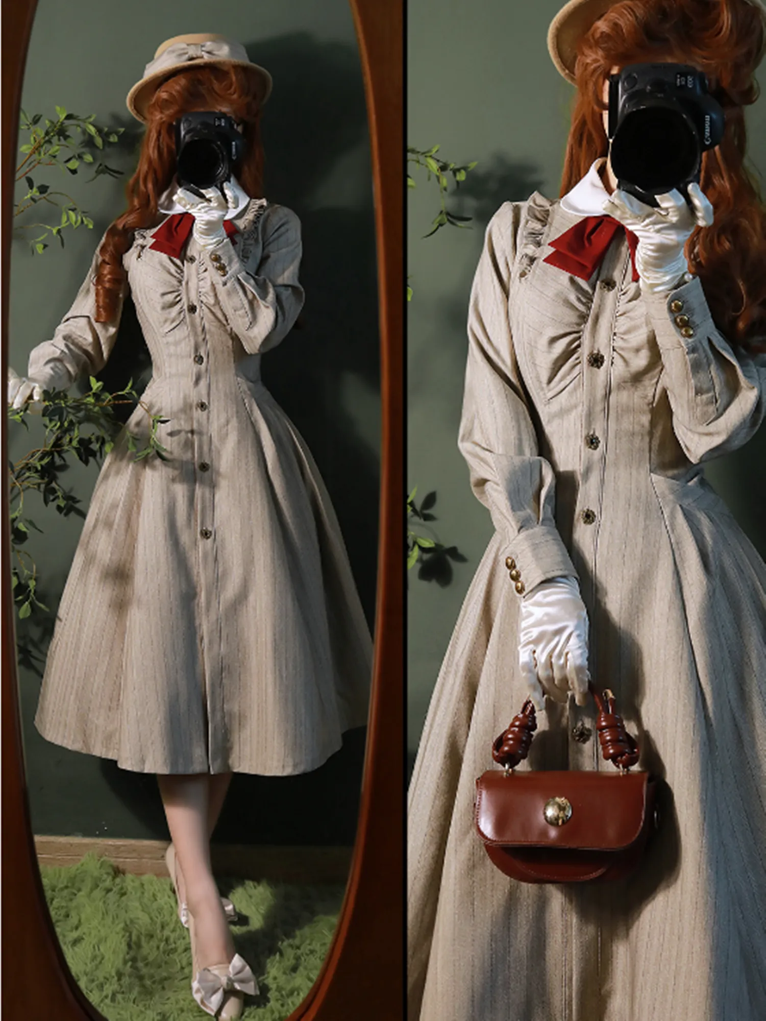 Forest Wardrobe~Winter Lolita Classic Front Open Stripe OP