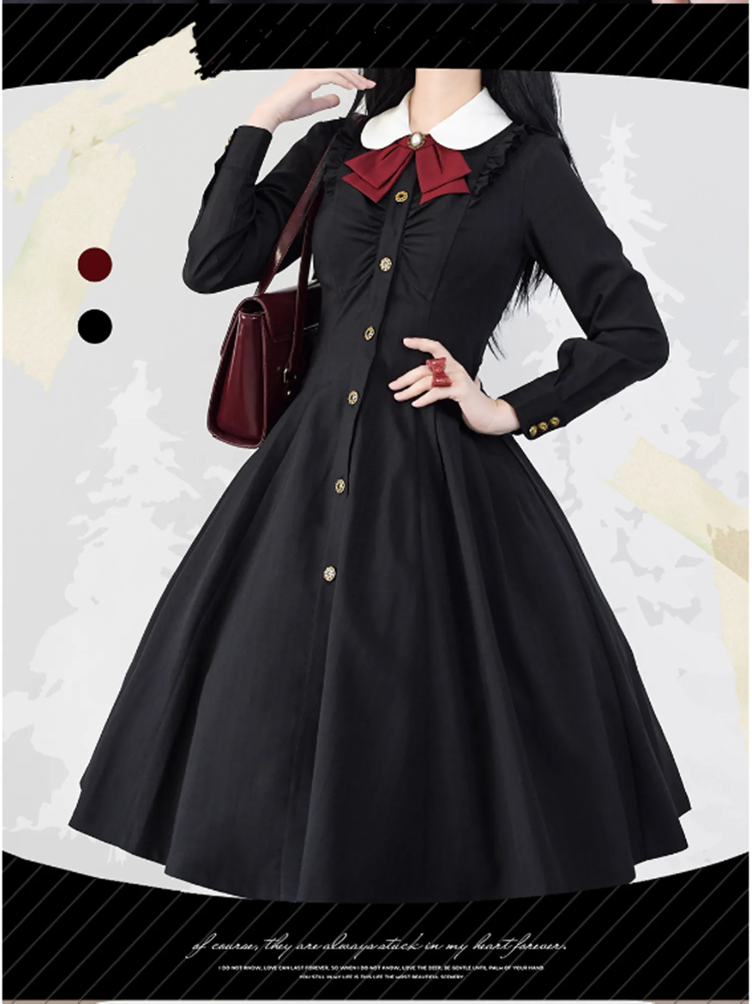 Forest Wardrobe~Winter Lolita Classic Front Open Stripe OP