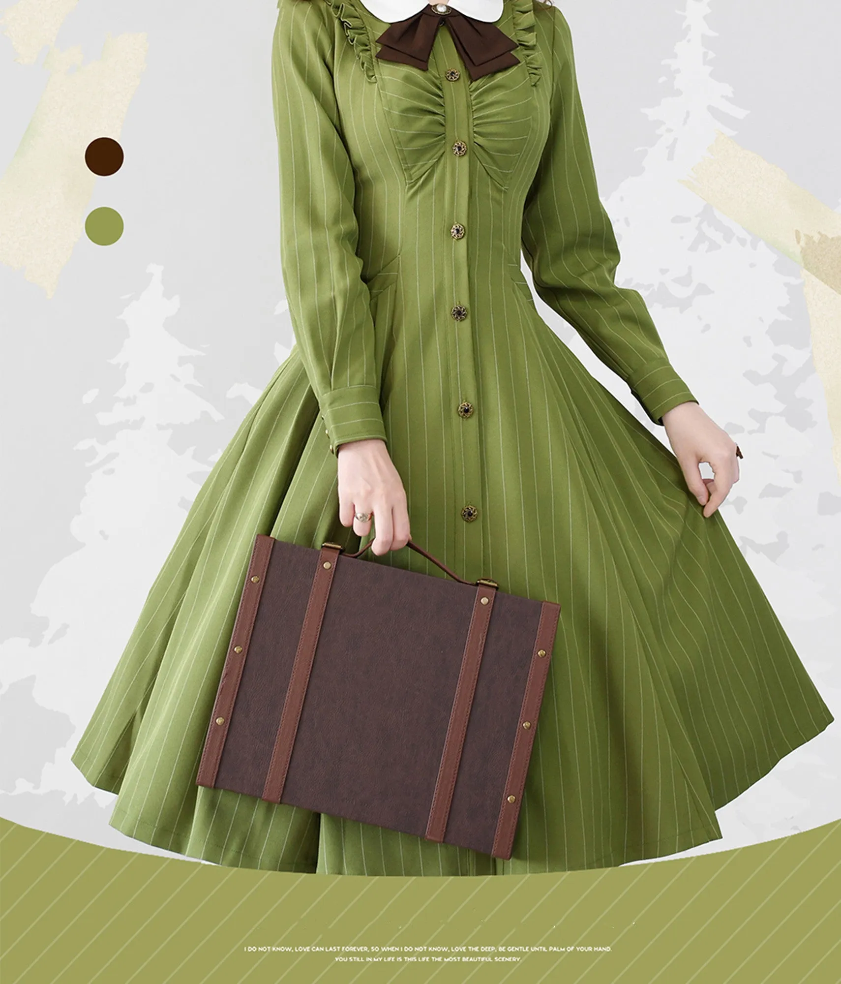 Forest Wardrobe~Winter Lolita Classic Front Open Stripe OP