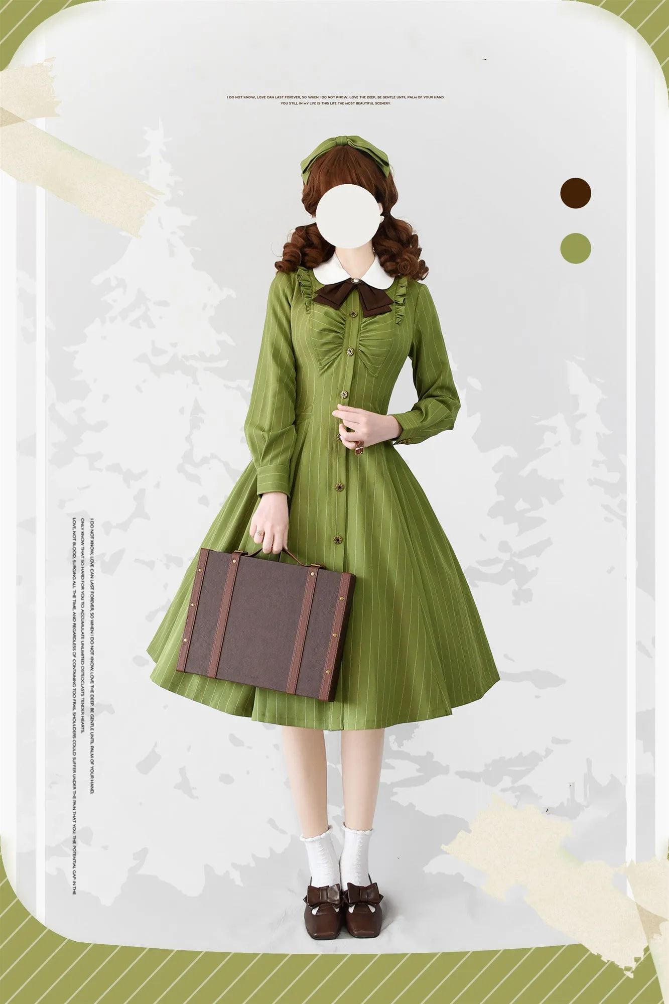 Forest Wardrobe~Winter Lolita Classic Front Open Stripe OP