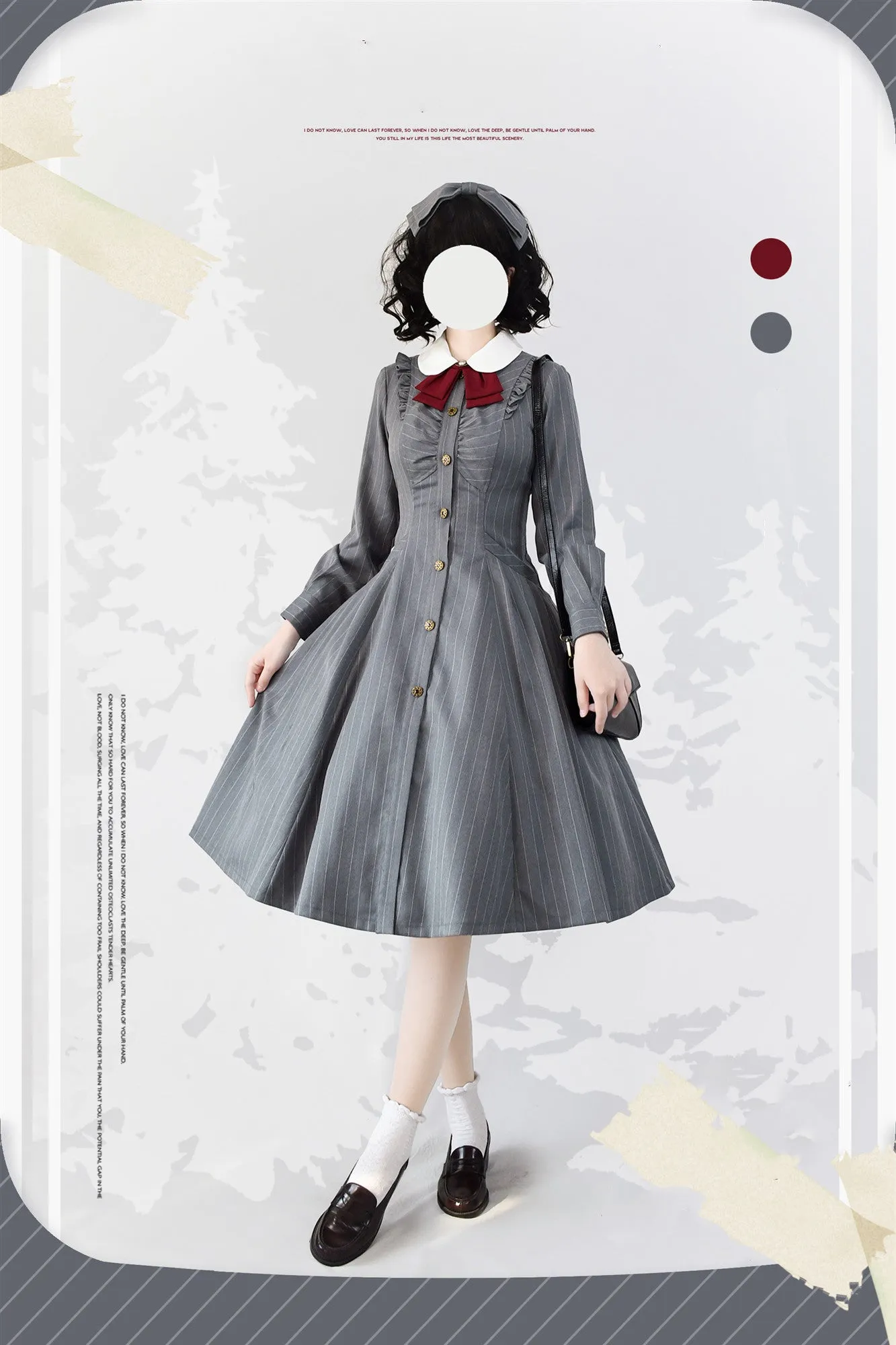 Forest Wardrobe~Winter Lolita Classic Front Open Stripe OP