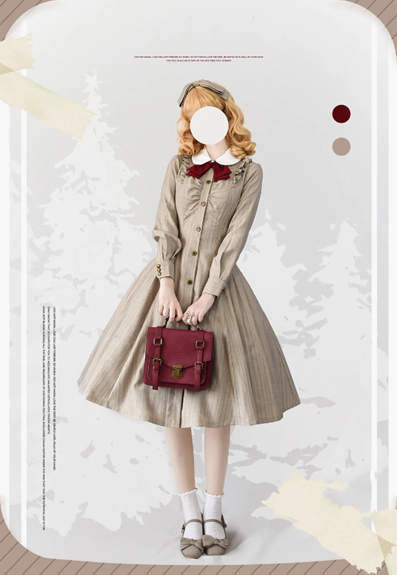 Forest Wardrobe~Winter Lolita Classic Front Open Stripe OP