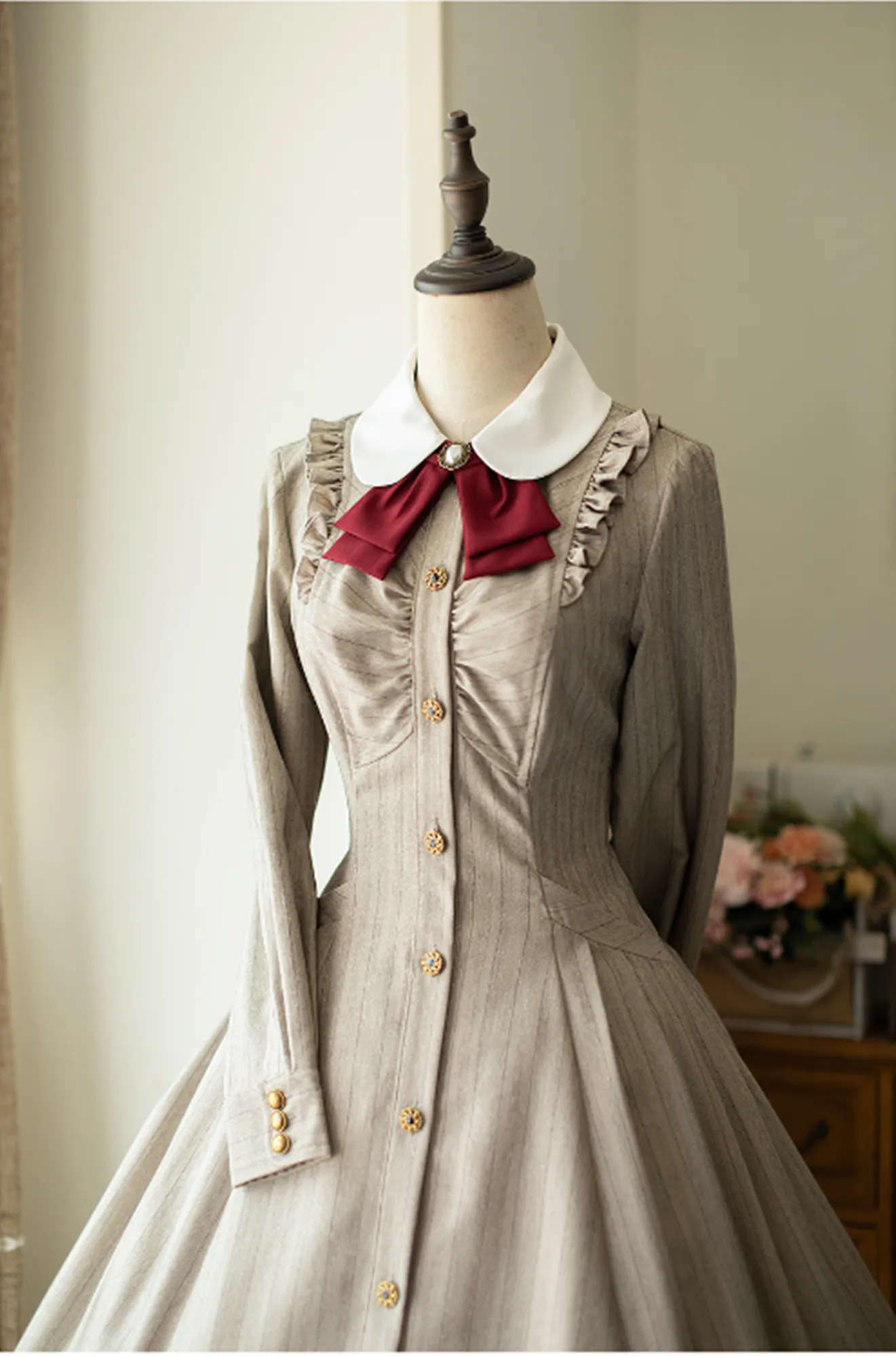 Forest Wardrobe~Winter Lolita Classic Front Open Stripe OP