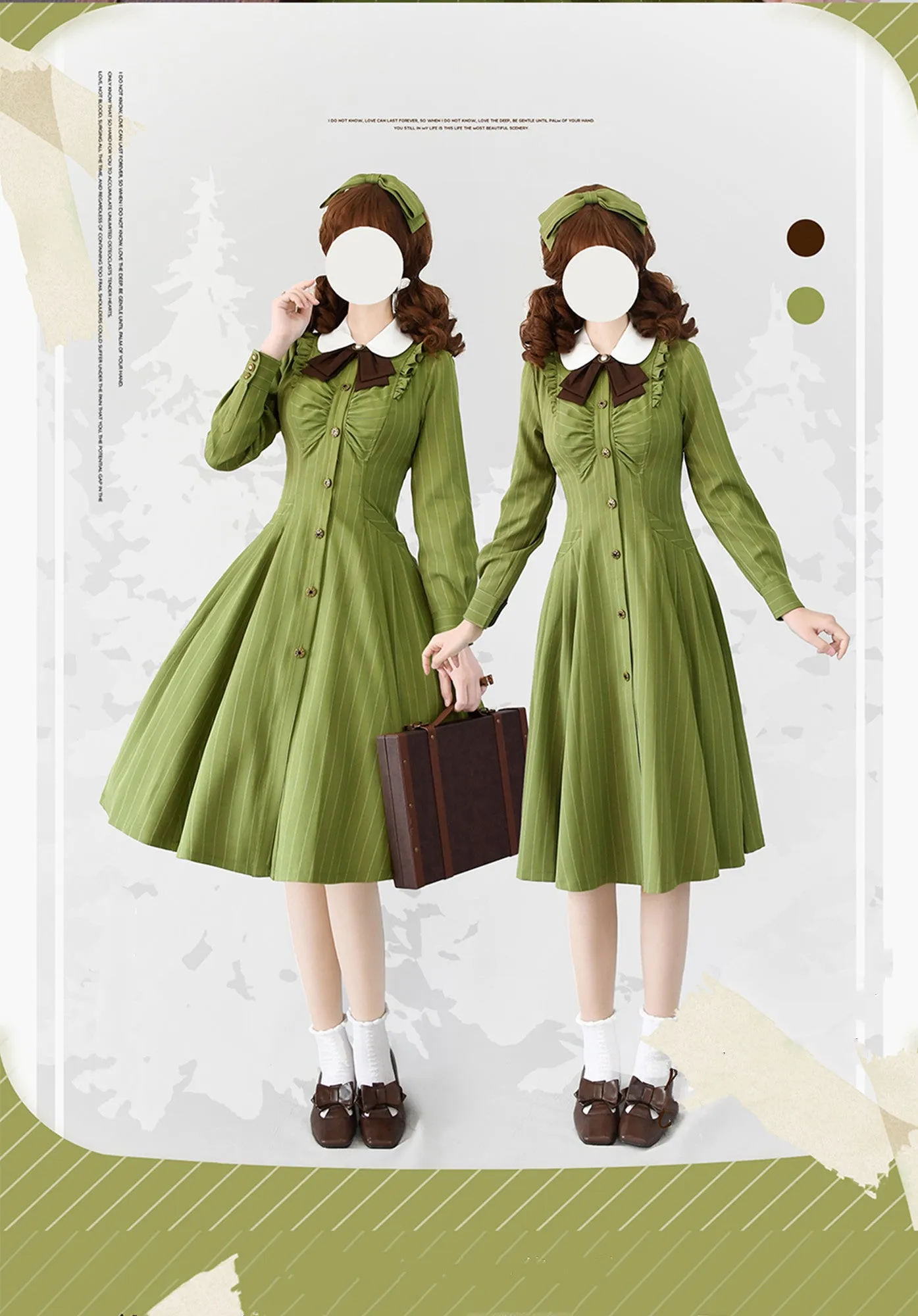 Forest Wardrobe~Winter Lolita Classic Front Open Stripe OP